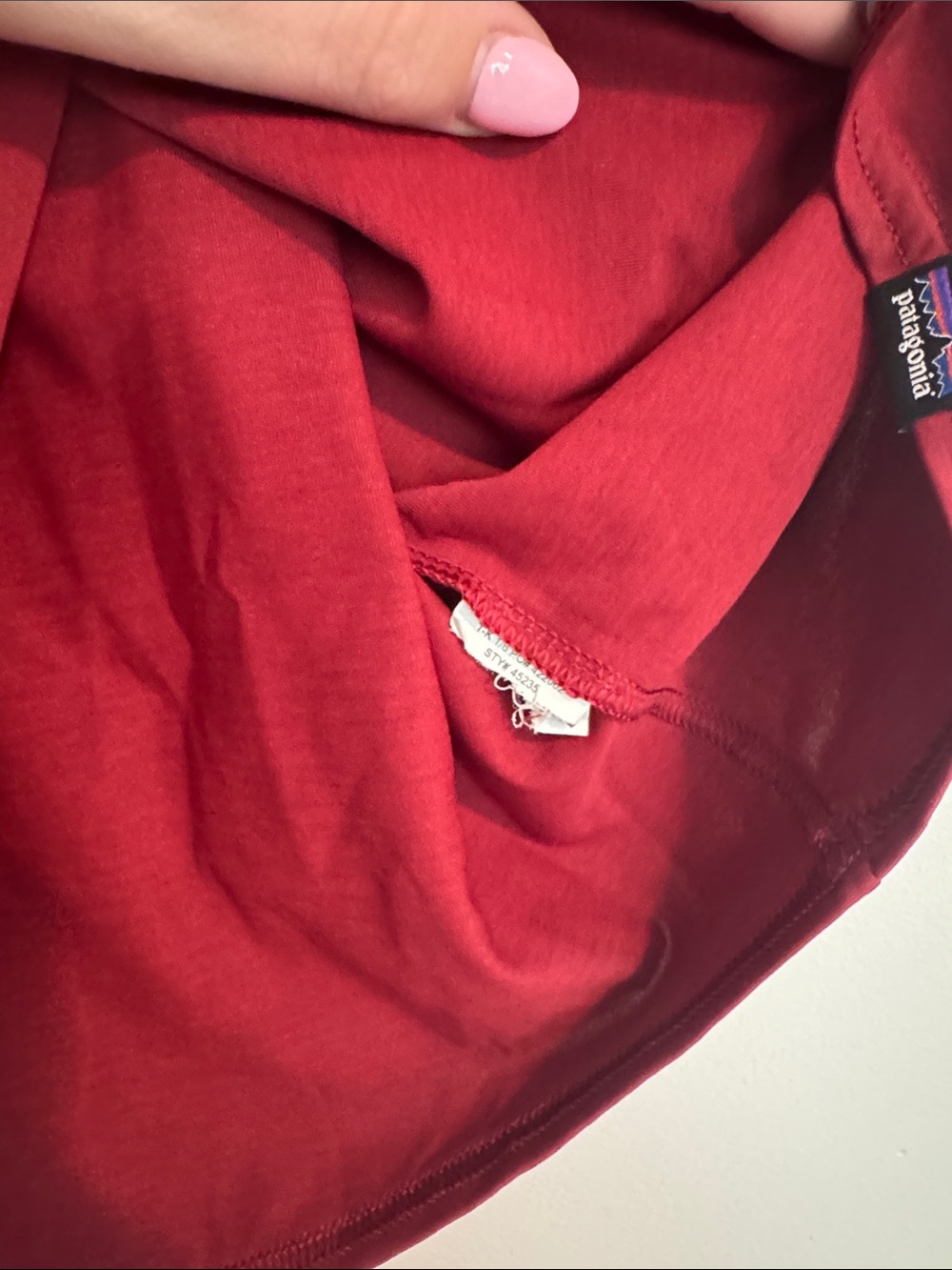 Patagonia Red Short-Sleeve Tee with Yellow-Orange Stripe - Picture 6 of 6